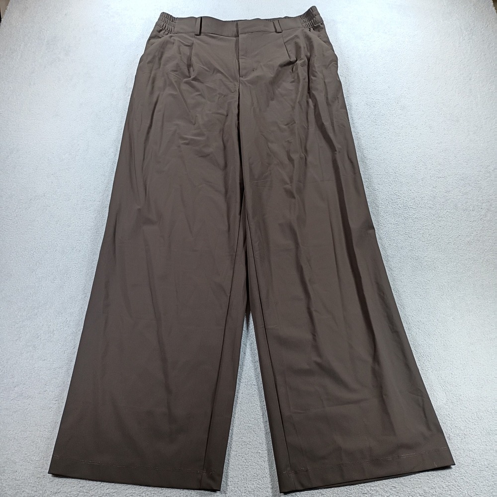Old Navy Womens SleekTech Go-Dry High-Rise Wide-Leg Pants Brown Medium Stretch